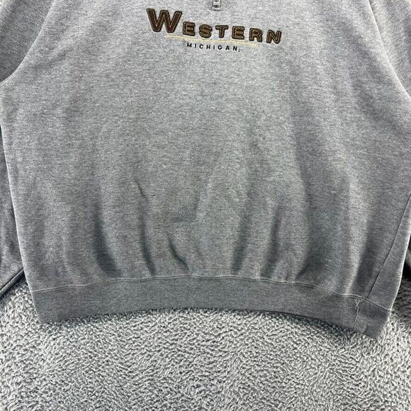Vintage Western Michigan Sweatshirt Men's Extra Large Gray Spellout Mock 1/4 zip - Picture 4 of 15